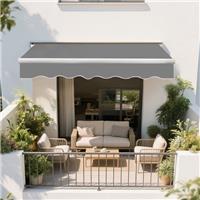 2.5x2M Outdoor Garden Manual Patio Awning Canopy Retractable UV Sun Shelter Grey