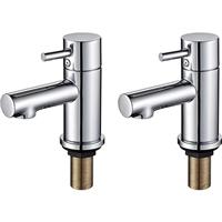 Bath Pillar Taps Set of 2 Pair Bathroom Brass Chrome Plated For High Pressure