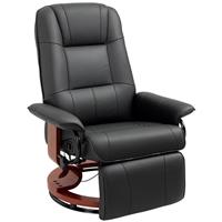 HOMCOM Ergonomic PU Leather Office Recliner, Black , Refurbished