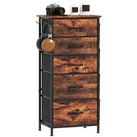 HOMCOM Fabric Chest of Drawers, 5 Drawer Dresser for Bedroom, Rustic Brown