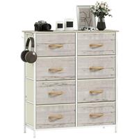 HOMCOM Fabric Chest of Drawers, 8 Drawer Dresser for Bedroom, Natural Wood