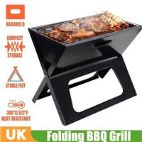 Portable Folding Charcoal BBQ Barbecue Camping Grill Travel Picnic Outdoor Black