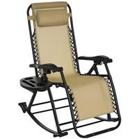 Outsunny Folding Zero-Gravity Outdoor Recliner Rocker, Refurbished