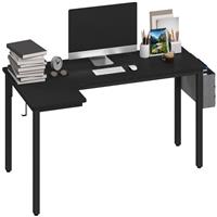 HOMCOM L-Shaped Corner Desk, Fabric Bag & Hooks, Black , Refurbished