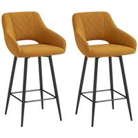 HOMCOM Bar Stools Set of 2, Velvet-Touch Metal Base, Brown, Refurbished