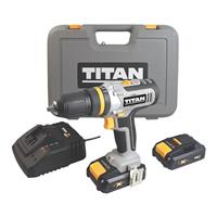 Titan Combi Drill Driver Set Cordless 18V 2Ah Li-Ion Batteries Charger Case