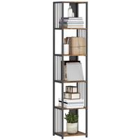 HOMCOM 5-Tier Bookshelf, Freestanding Display Storage Unit, Rustic Brown
