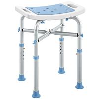 HOMCOM Adjustable Shower Stool with Foot Pads for Elderly, Light Blue