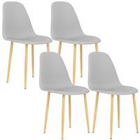 HOMCOM Dining Chairs Set of 4, Curved Back, Steel Legs, Grey, Refurbished