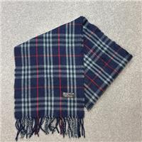 Burberry London Scarf 56x11 Inches Blue 100% Lambswool Nova Check Made England