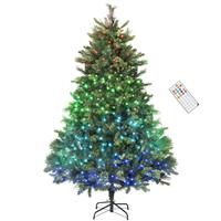 HOMCOM 180cm Christmas Tree with Colourful DIY LEDs, Remote, Carolina Pine