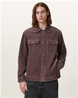AllSaints Men's Jacket Brown Corduroy Organic Cotton Snap Button Closure Size L - L Regular