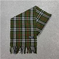 Burberry London Scarf 56x12 Inches Green Nova Check 100% Lambswool Made England