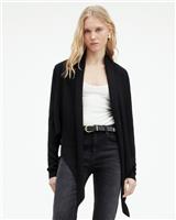 AllSaints Women's Black Merino Wool Wrap Cardigan UK Size XS - XS Regular
