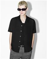 AllSaints Men's Casual Shirt Black Lightweight Viscose Cotton Blend Size UK L - L Regular