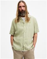 AllSaints Men's Beige Button-Up Shirt UK Size XS Collared Short Sleeve - XS Regular