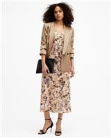 AllSaints Women's Slip Dress Multicoloured Size 6 Midi Length Satin V-Neck - 6 Regular