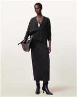 AllSaints Women's Cardigan Black XS 100% Merino Wool V-Neck Long Sleeve - XS Regular