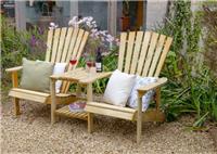 Forest Garden Florida Love Seat Small Wooden Table and 2 Chair Set Free Delivery