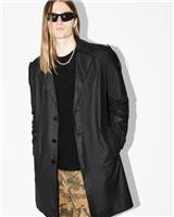 AllSaints Men's Allman Mac Trench Coat Black Cotton Mid Length Collared Size S - S Regular