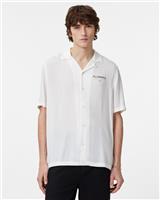 AllSaints Men's Ouija White Short Sleeve Button-Up Collared Relaxed Fit Shirt L - L Regular