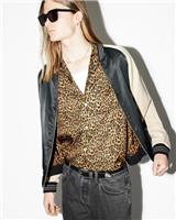 AllSaints Men's Casual Shirt Brown Relaxed Fit Short Sleeve Leopard Print Size M - M Regular
