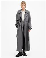 AllSaints Women's Koko Trench Coat Grey Lyocell Button Closure Size XS - XS Regular