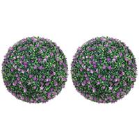 HOMCOM Set of 2 Artificial Topiary Balls Indoor Outdoor Faux Boxwood Balls