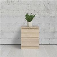 Bedside Table Matt Oak Effect 2 Drawer Bedroom Furniture Bedside Contemporary
