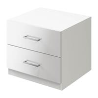 Atomia Bedside Table Freestanding Gloss White 2 Drawer (H)429 (W)500 (D)466mm