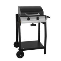 Gas BBQ 2 Burner Black Portable Piezo Ignition Wheeled Compact Outdoor Grill