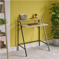 Manera Two Shelf Desk Compact Matt Black Oak Effect (H)840 (W)740 (D)515mm