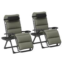 Outsunny 2 Pieces Zero Gravity Chairs, Reclining Folding Sun Lounger, Grey