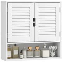 HOMCOM Bathroom Cabinet, Wall Mounted Cabinet with Adjustable Shelves, White