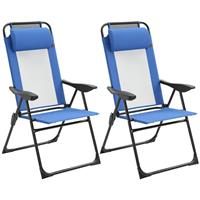 Outsunny Garden Chairs Set of 2 Folding Camping Chair Recliners, Blue