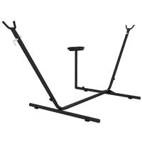 Outsunny Hammock Stand with Side Tray, Steel Frame Hammock Stand, Black