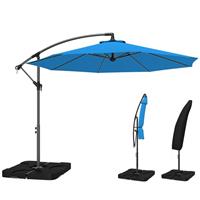 Outsunny 3(m) Banana Parasol Cantilever Umbrella Garden w/ Base Weights