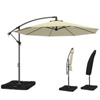 Outsunny 3(m) Banana Parasol Cantilever Umbrella Garden w/ Base Weights