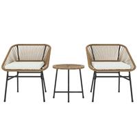 Outsunny Rattan Bistro Set, Small Balcony Furniture with Cushion, Light Grey