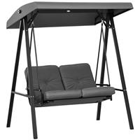 Outsunny 2 Seater Garden Outdoor Swing Chair Hammock w/ Adjustable Canopy
