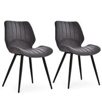 HOMCOM 2 PU Leather Dining Chair Steel Frame Grey, Refurbished