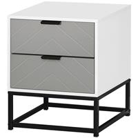HOMCOM Bedside Cabinet w/ Metal Base & 2 Drawer Storage for Home, Refurbished