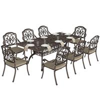 Outsunny 9 Piece Cast Aluminium Garden Dining Set with Cushions, Bronze Tone