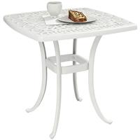 Outsunny 54 x 54cm Aluminium Outdoor Garden Side Table w/ Umbrella Hole, White