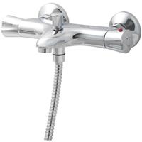 Bath Shower Mixer Tap Thermostatic Chrome Wall Mounted Dual Control Round