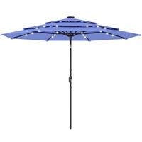 Outsunny 2.8 m Garden Parasol Umbrella with Light, Patio Umbrella, Navy Blue