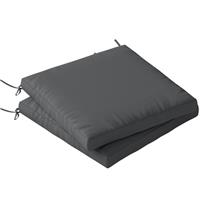 Outsunny 2Pcs Garden Chair Cushions, Waterproof Seat Pads, Dark Grey