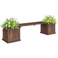 Outsunny Wooden Garden Planter & Bench Combination Garden Raised Bed