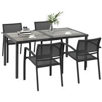 Outsunny 5 Pieces Patio Dining Set with 4 Stackable Chairs