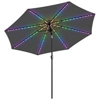 Outsunny 3 m Garden Parasol Umbrella with LED Lights, Patio Umbrella Grey